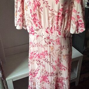 Kensie Pink and Cream Floral Long Sleeve Dress